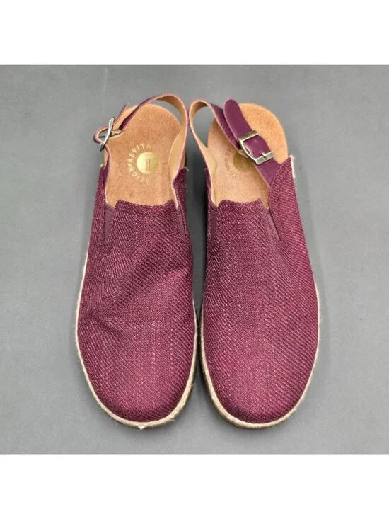Revitalign Ojai Tweed Back-Strap Clog Wine Berry Canvas Comfort Shoes Size 7.5 - Picture 2 of 10